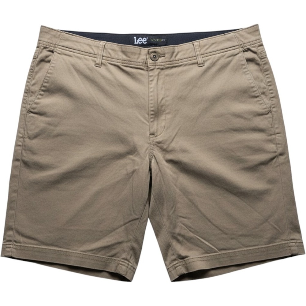 Lee Extreme Motion Chino Shorts Mens 42 Beige Canvas Stretch Casual 10 Inseam